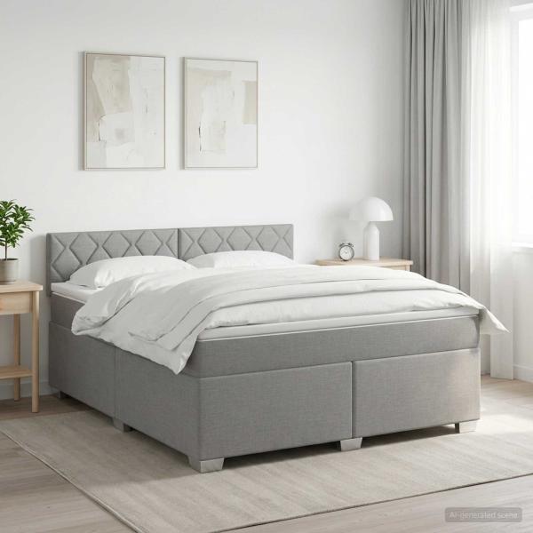 ARDEBO.de - Boxspringbett mit Matratze Hellgrau 160 x 200 cm Stoff