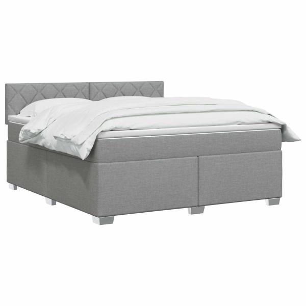 Boxspringbett mit Matratze Hellgrau 160 x 200 cm Stoff