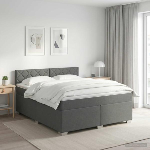 ARDEBO.de - Boxspringbett mit Matratze Dunkelgrau 160 x 200 cm Stoff