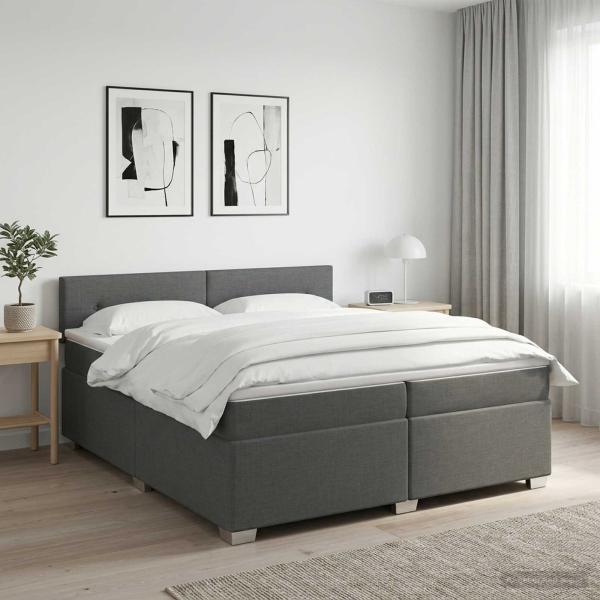 ARDEBO.de - Boxspringbett mit Matratze Dunkelgrau 200 x 200 cm Stoff