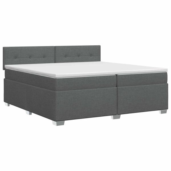 Boxspringbett mit Matratze Dunkelgrau 200 x 200 cm Stoff