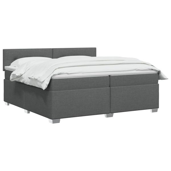 Boxspringbett mit Matratze Dunkelgrau 200 x 200 cm Stoff