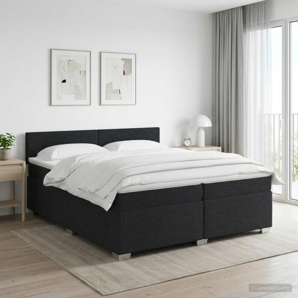 ARDEBO.de - Boxspringbett mit Matratze Schwarz 200 x 200 cm Stoff