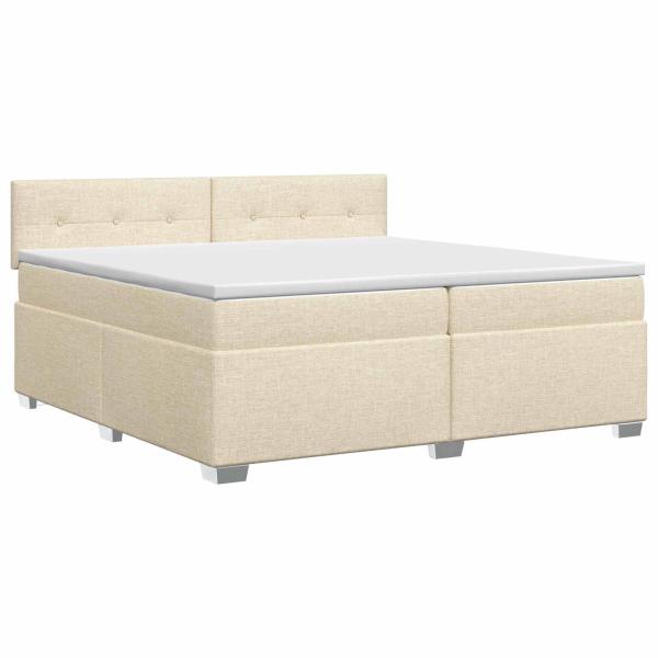 Boxspringbett mit Matratze Creme 200 x 200 cm Stoff