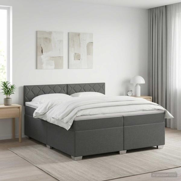ARDEBO.de - Boxspringbett mit Matratze Dunkelgrau 200 x 200 cm Stoff