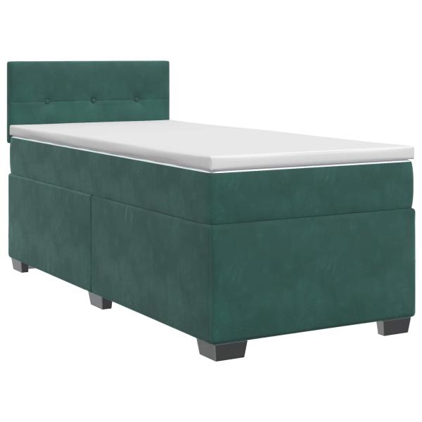 Boxspringbett mit Matratze Dunkelgrün 100 x 200 cm Samt