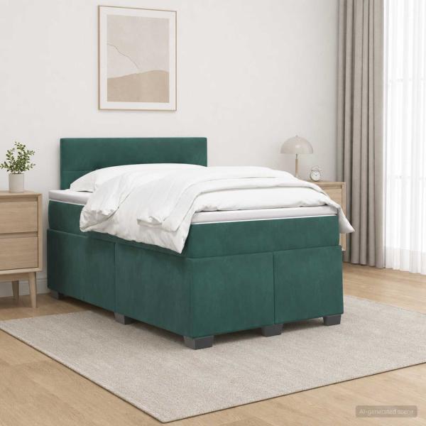 ARDEBO.de - Boxspringbett mit Matratze Dunkelgrün 120 x 190 cm Samt