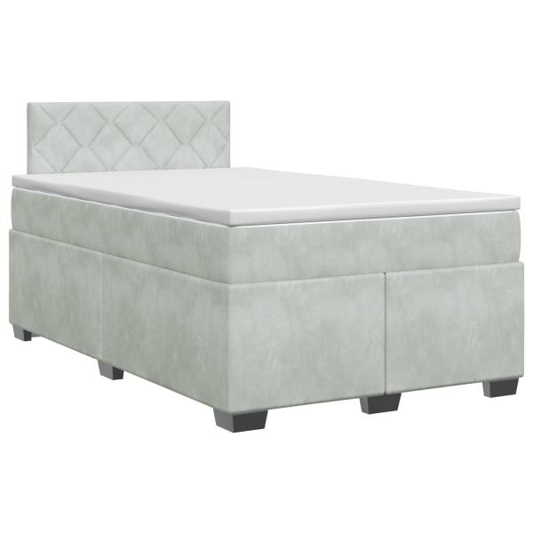 Boxspringbett mit Matratze Hellgrau 120 x 190 cm Samt