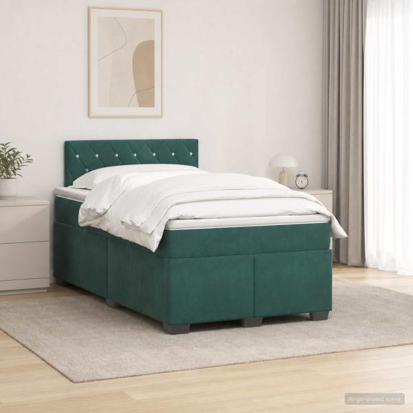 ARDEBO.de - Boxspringbett mit Matratze Dunkelgrün 120 x 200 cm Samt