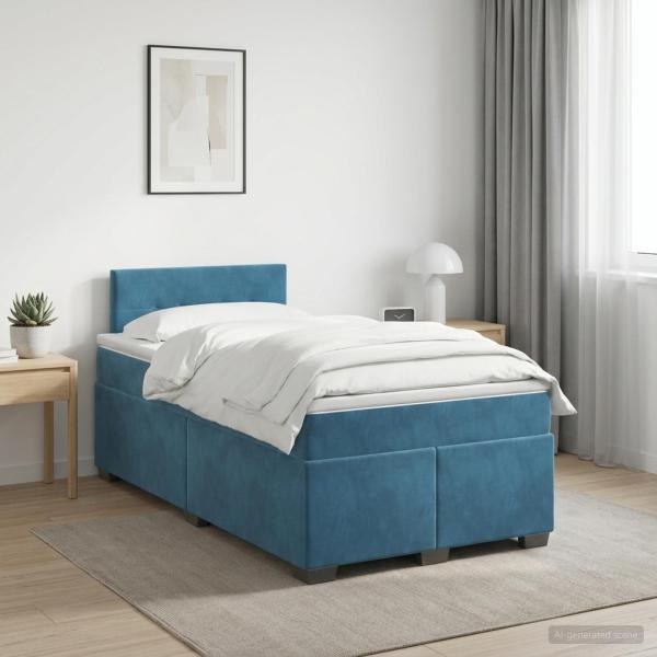 ARDEBO.de - Boxspringbett mit Matratze Dunkelblau 120 x 200 cm Samt