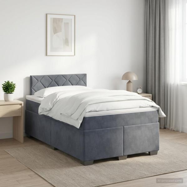 ARDEBO.de - Boxspringbett mit Matratze Dunkelgrau 120 x 200 cm Samt