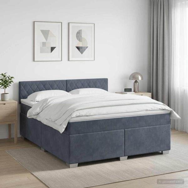 ARDEBO.de - Boxspringbett mit Matratze Dunkelgrau 140 x 200 cm Samt