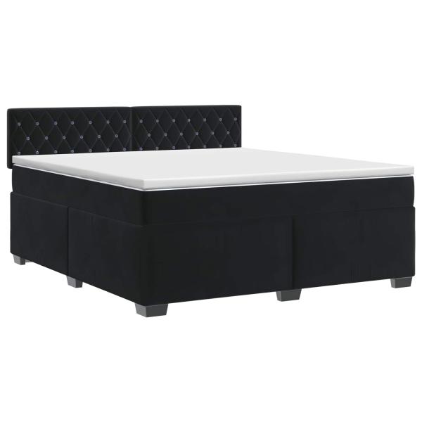 Boxspringbett mit Matratze Schwarz 140 x 200 cm Samt