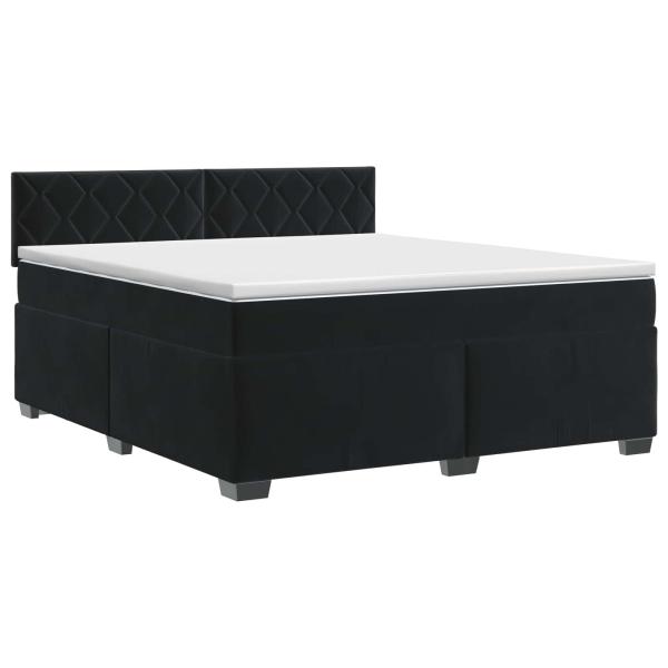 Boxspringbett mit Matratze Schwarz 140 x 200 cm Samt
