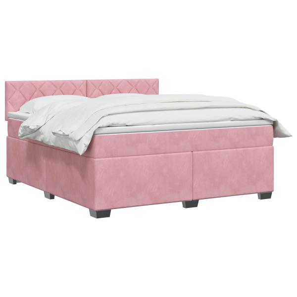 Boxspringbett mit Matratze mit Kopfteil Rosa 140 x 200 cm Samt