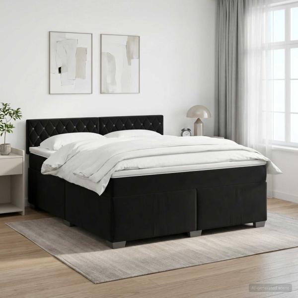ARDEBO.de - Boxspringbett mit Matratze Schwarz 160 x 200 cm Samt