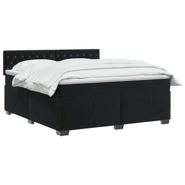 Boxspringbett mit Matratze Schwarz 160 x 200 cm Samt
