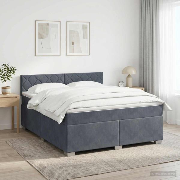 ARDEBO.de - Boxspringbett mit Matratze Dunkelgrau 180 x 200 cm Samt