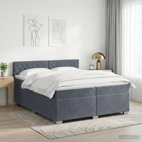 ARDEBO.de - Boxspringbett mit Matratze Dunkelgrau 200 x 200 cm Samt