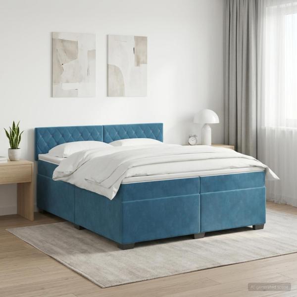 ARDEBO.de - Boxspringbett mit Matratze Dunkelblau 200 x 200 cm Samt