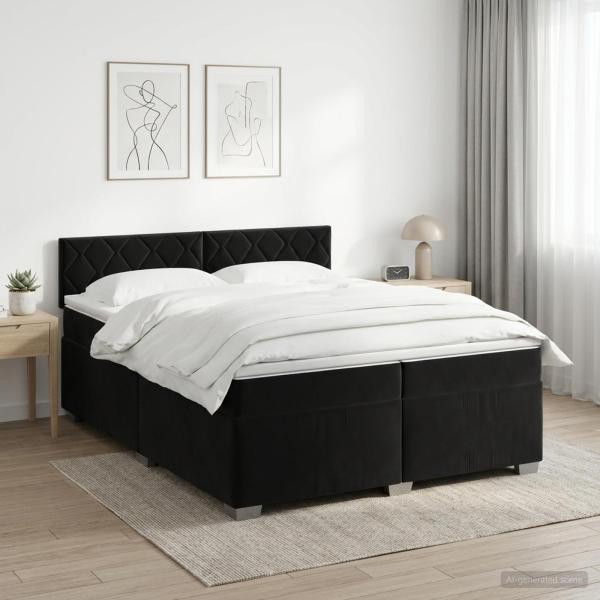 ARDEBO.de - Boxspringbett mit Matratze Schwarz 200 x 200 cm Samt