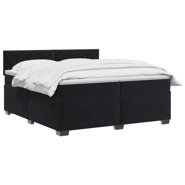 Boxspringbett mit Matratze Schwarz 200 x 200 cm Samt