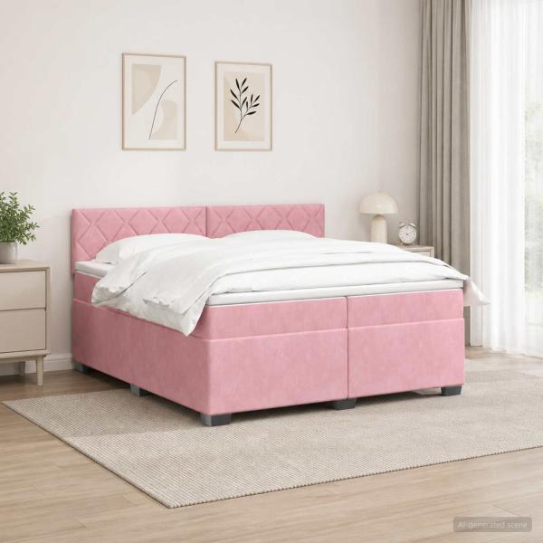 ARDEBO.de - Boxspringbett mit Matratze mit Kopfteil Rosa 200 x 200 cm Samt