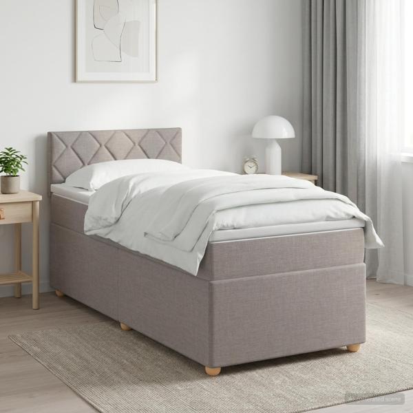 ARDEBO.de - Boxspringbett mit Matratze mit Kopfteil Taupe 80 x 200 cm Stoff