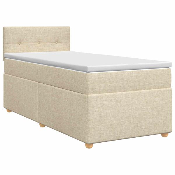 Boxspringbett mit Matratze mit Kopfteil Creme 90 x 190 cm Stoff