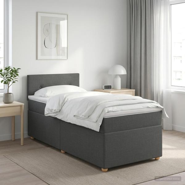 ARDEBO.de - Boxspringbett mit Matratze Dunkelgrau 100 x 200 cm Stoff
