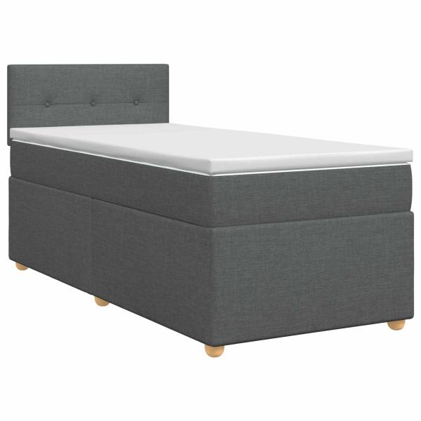 Boxspringbett mit Matratze Dunkelgrau 100 x 200 cm Stoff