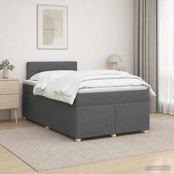 ARDEBO.de - Boxspringbett mit Matratze Dunkelgrau 120 x 190 cm Stoff