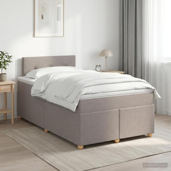 ARDEBO.de - Boxspringbett mit Matratze Taupe 120 x 200 cm Stoff