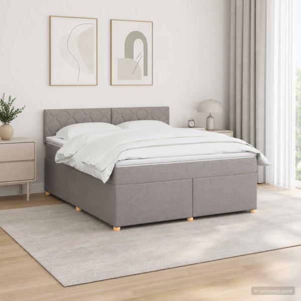 ARDEBO.de - Boxspringbett mit Matratze Taupe 180 x 200 cm Stoff