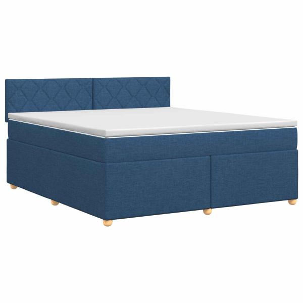 Boxspringbett mit Matratze mit Kopfteil Blau 180 x 200 cm Stoff
