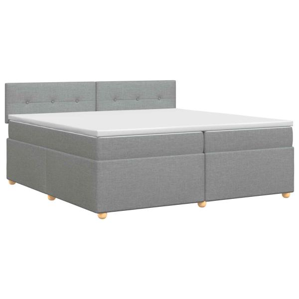 Boxspringbett mit Matratze Hellgrau 200 x 200 cm Stoff