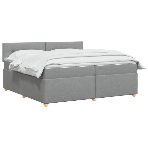 Boxspringbett mit Matratze Hellgrau 200 x 200 cm Stoff