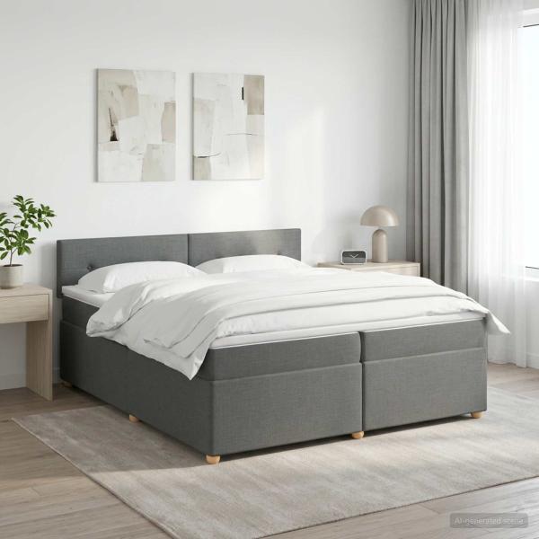 ARDEBO.de - Boxspringbett mit Matratze Dunkelgrau 200 x 200 cm Stoff