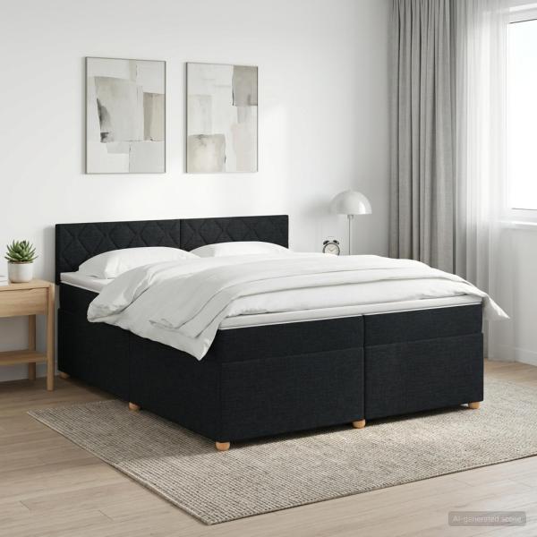 ARDEBO.de - Boxspringbett mit Matratze Schwarz 200 x 200 cm Stoff