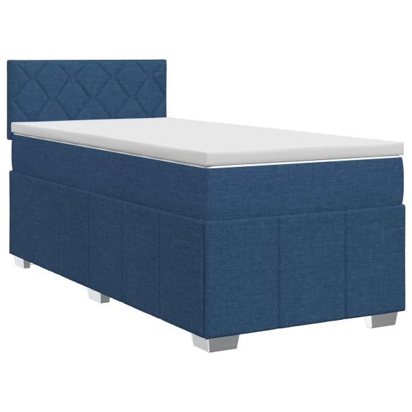 Boxspringbett mit Matratze mit Kopfteil Blau 90 x 200 cm Stoff