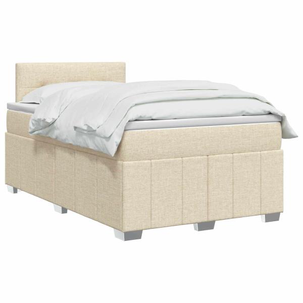 Boxspringbett mit Matratze Creme 120 x 190 cm Stoff