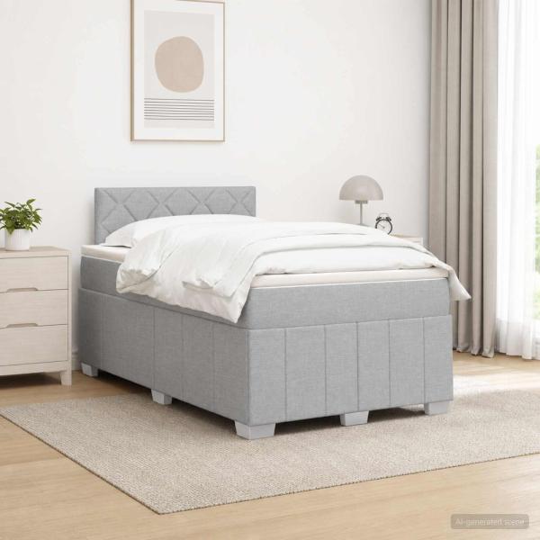 ARDEBO.de - Boxspringbett mit Matratze Hellgrau 120 x 190 cm Stoff