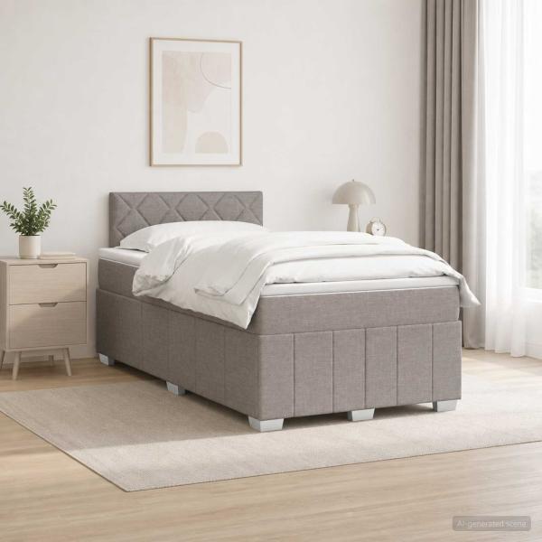 ARDEBO.de - Boxspringbett mit Matratze Taupe 120 x 190 cm Stoff