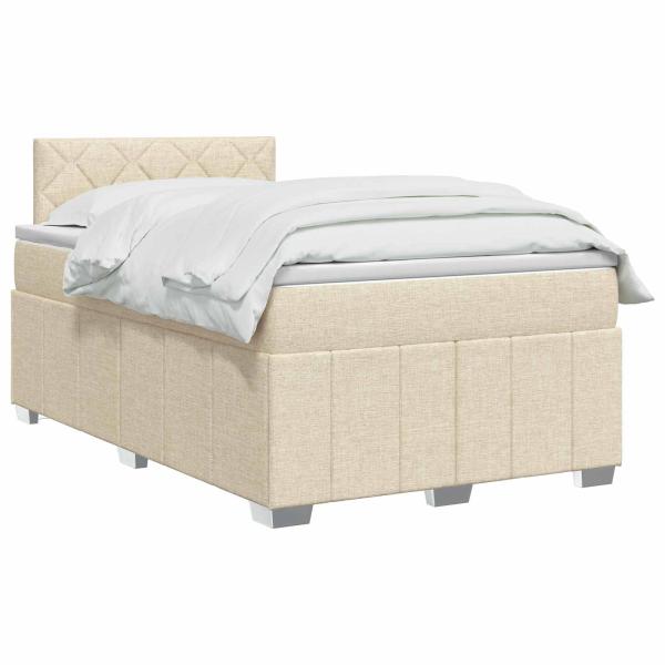 Boxspringbett mit Matratze Creme 120 x 190 cm Stoff