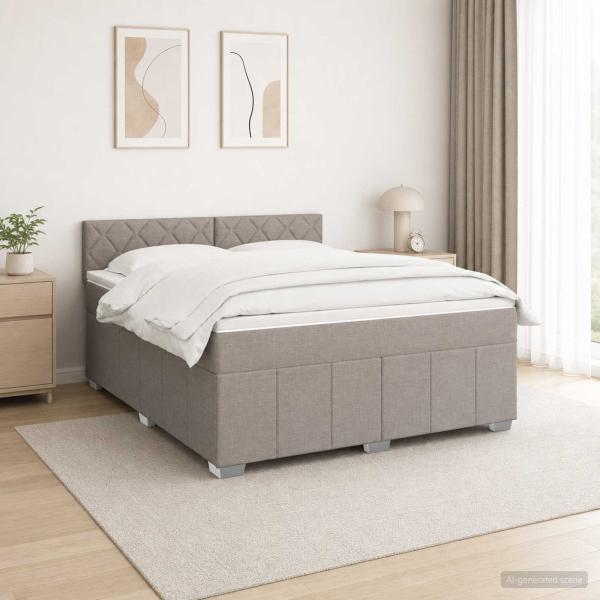ARDEBO.de - Boxspringbett mit Matratze Taupe 140 x 200 cm Stoff