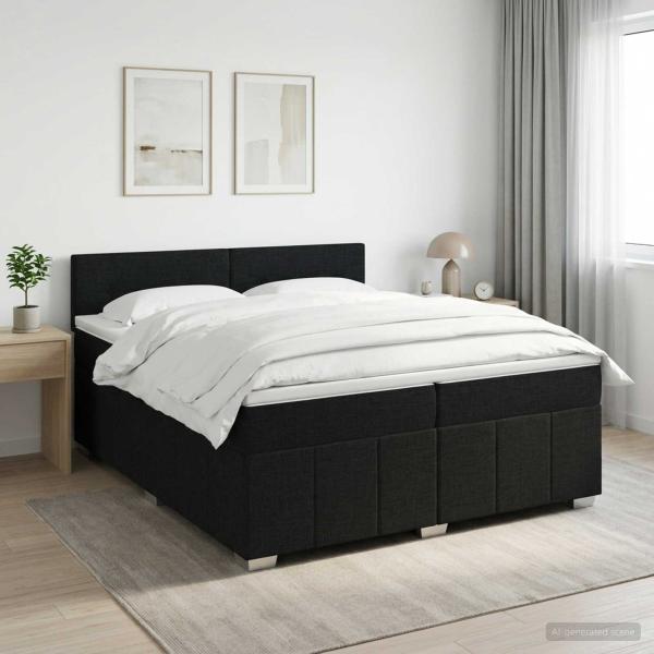 ARDEBO.de - Boxspringbett mit Matratze Schwarz 200 x 200 cm Stoff