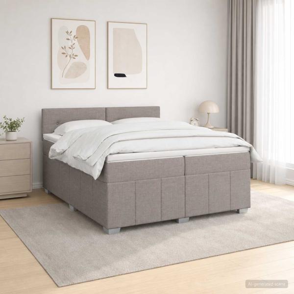 ARDEBO.de - Boxspringbett mit Matratze Taupe 200 x 200 cm Stoff