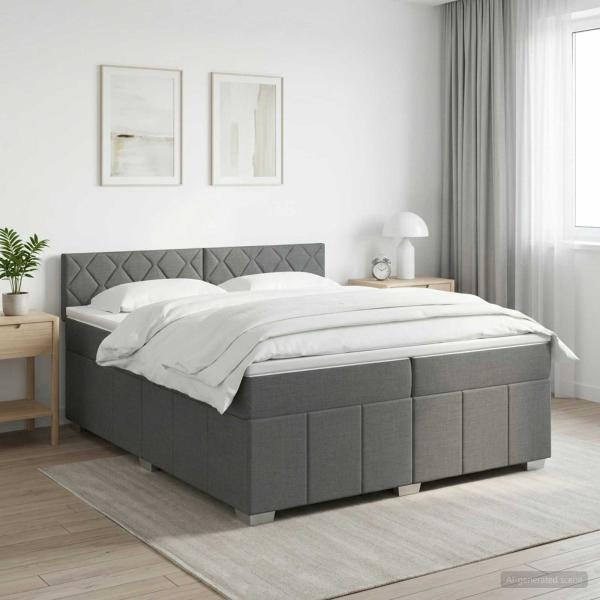ARDEBO.de - Boxspringbett mit Matratze Dunkelgrau 200 x 200 cm Stoff