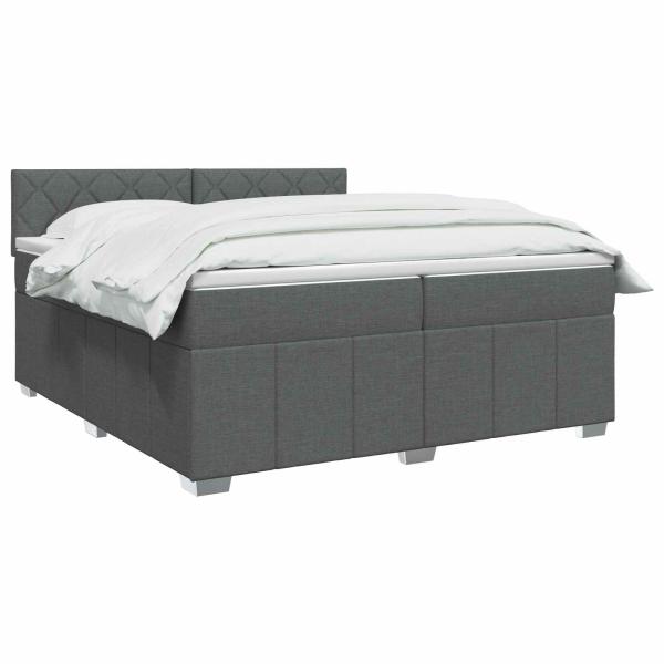 Boxspringbett mit Matratze Dunkelgrau 200 x 200 cm Stoff