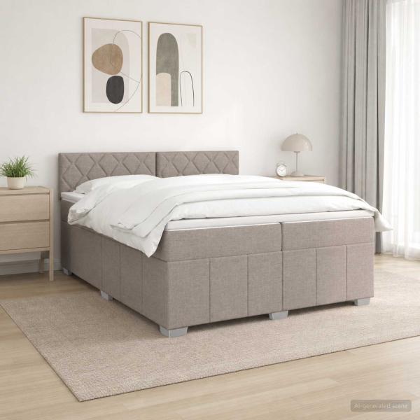 ARDEBO.de - Boxspringbett mit Matratze Taupe 200 x 200 cm Stoff